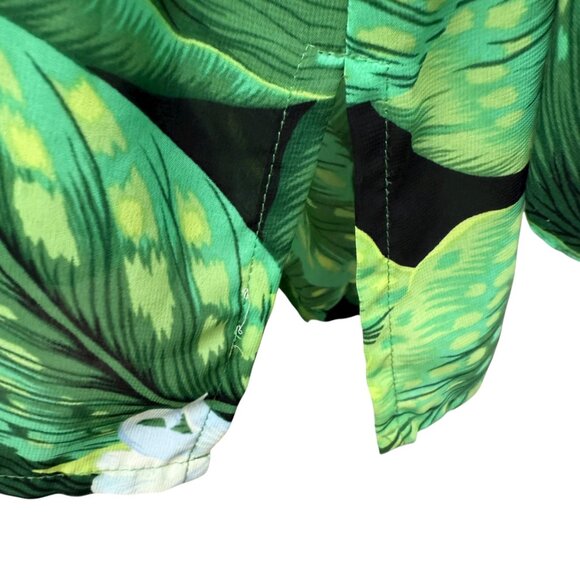Laura Scott Tropical Leaf Blouse Size 18 Long Sleeve Chiffon Womens Top Green - Picture 9 of 9